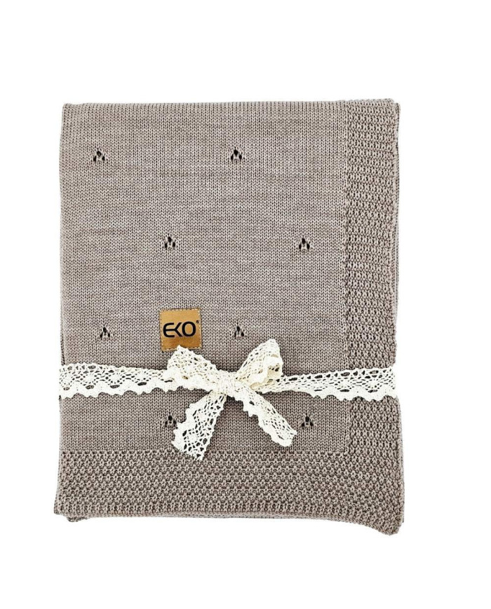 Merinowoll-Strickdecke 80 x 100 cm – TAUPE