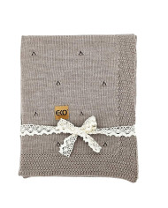 Вязаное одеяло из мериносовой шерсти 80x100 см — TAUPE