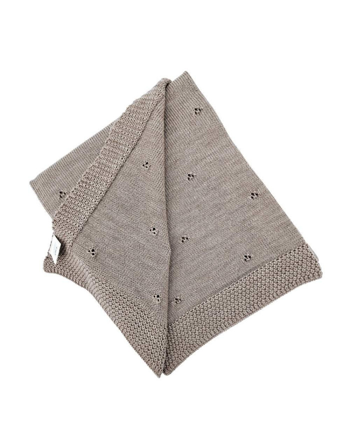 Merinógyapjú Kötött Takaró 80x100 cm - TAUPE