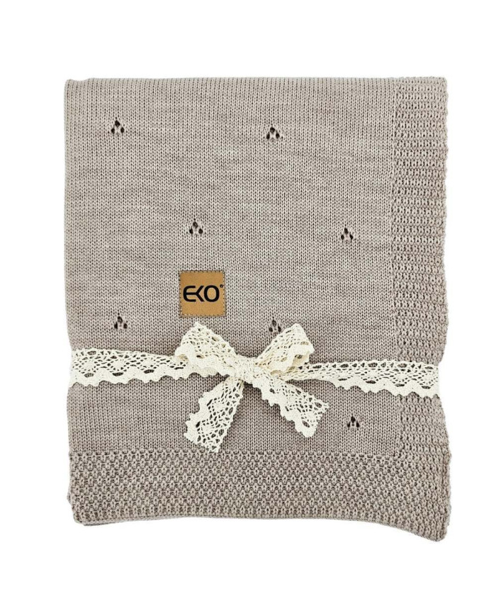 Merinowoll-Strickdecke 80 x 100 cm – Sand