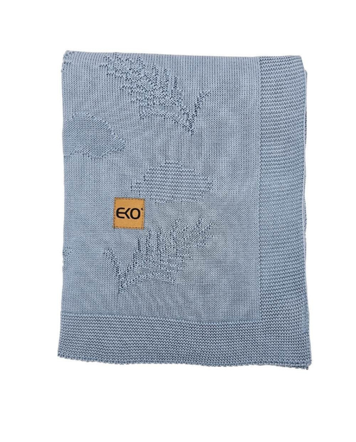 Kocyk dzianinowy bambusowy Kłosy JEANS