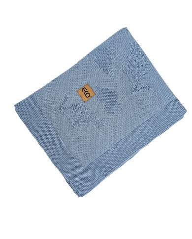 Kocyk dzianinowy bambusowy Kłosy JEANS