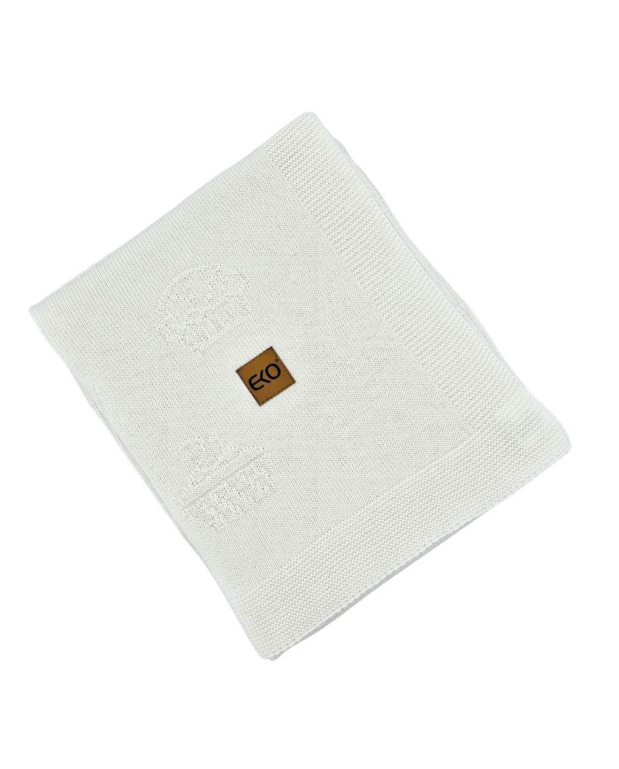 Couverture tricotée en bambou MUFFINS ECRU