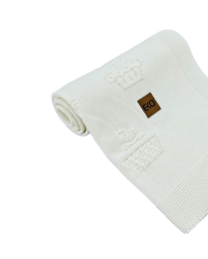 Couverture tricotée en bambou MUFFINS ECRU
