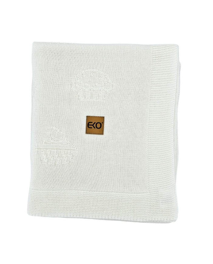 Couverture tricotée en bambou MUFFINS ECRU