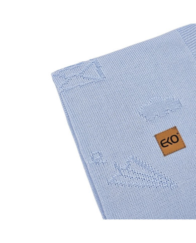 Couverture tricotée en bambou LETTERS BLUE