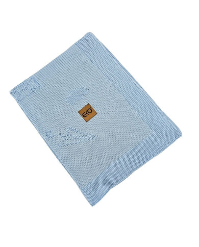 Bambus-Strickdecke LETTERS BLUE