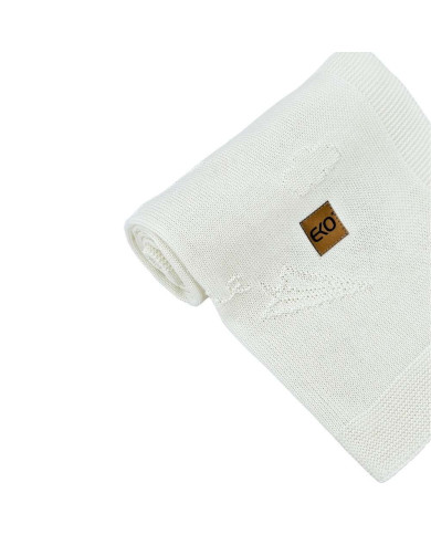 Couverture tricotée en bambou LETTERS ECRU