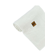 Couverture tricotée en bambou LETTERS ECRU