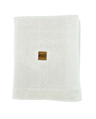 Bamboo knitted blanket LETTERS ECRU