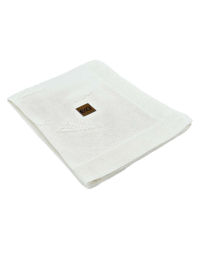 Bamboo knitted blanket LETTERS ECRU