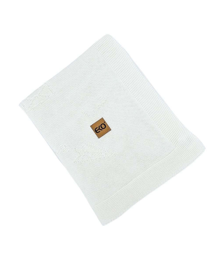 Bamboo knitted blanket LETTERS ECRU