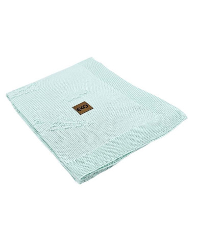Couverture tricotée en bambou LETTERS MINT