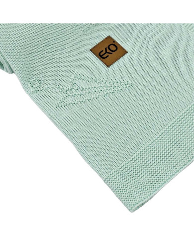 Couverture tricotée en bambou LETTERS MINT