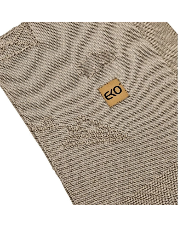 Couverture tricotée en bambou LETTERS BROWN