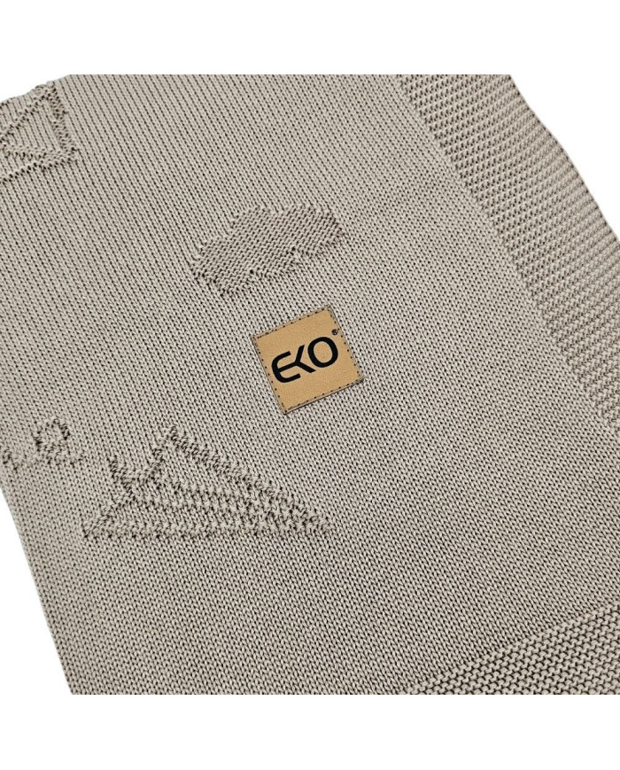 Couverture tricotée en bambou LETTERS BROWN