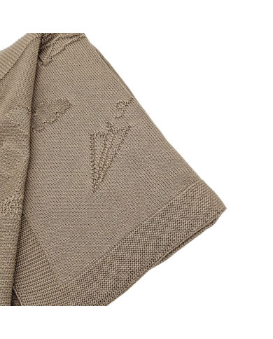 Couverture tricotée en bambou LETTERS BROWN