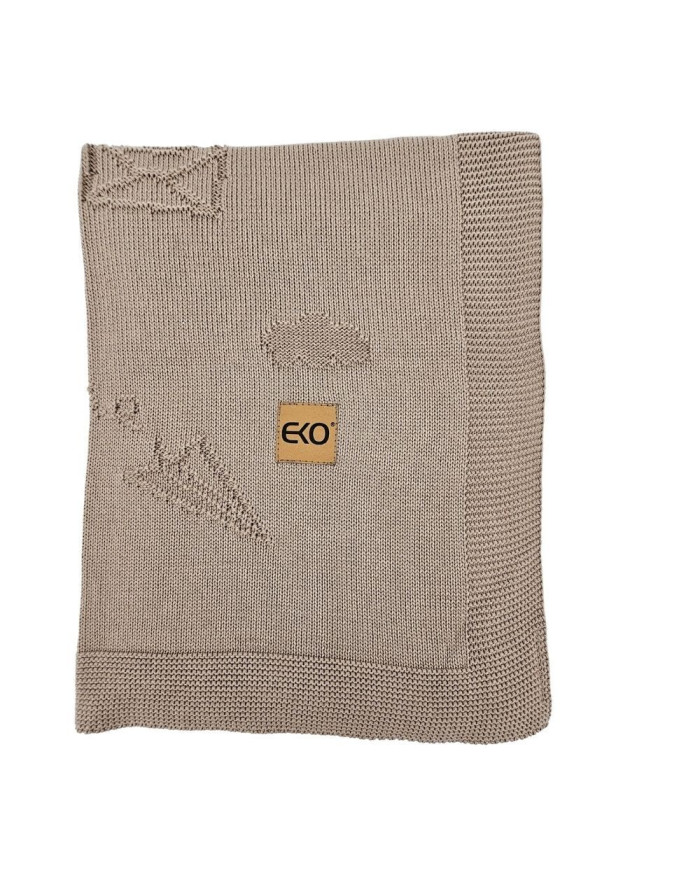 Couverture tricotée en bambou LETTERS BROWN