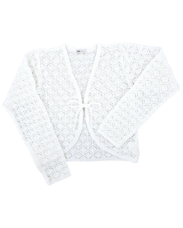 Bolerko komunijne dziewczęce ażurowe, białe, eleganckie