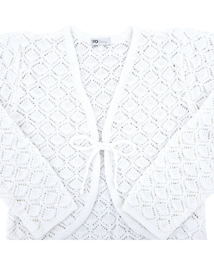 Bolerko komunijne dziewczęce ażurowe, białe, eleganckie