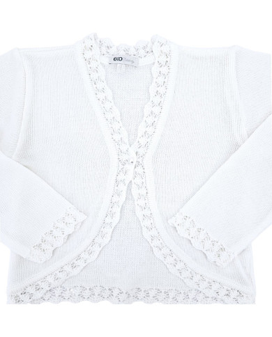 Bolerko komunijne dziewczęce ażurowe, białe, eleganckie