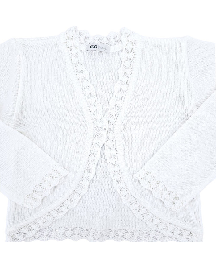 Bolerko komunijne dziewczęce gładkie, białe, eleganckie