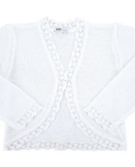 Bolerko komunijne dziewczęce gładkie, białe, eleganckie