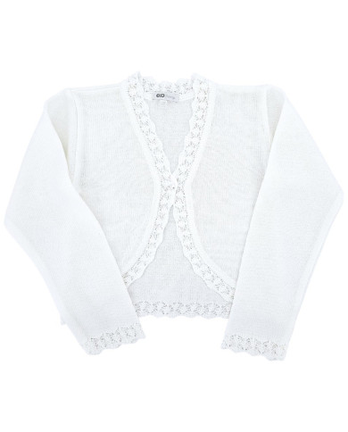 Bolerko komunijne dziewczęce ażurowe, białe, eleganckie