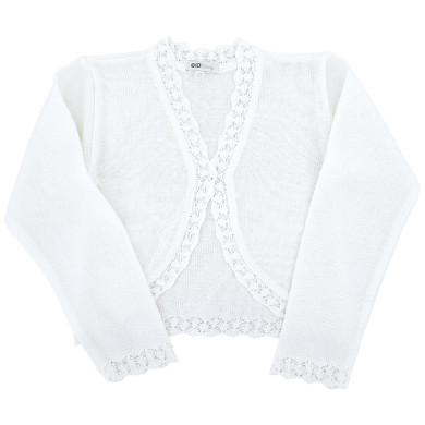 Bolerko komunijne dziewczęce gładkie, białe, eleganckie