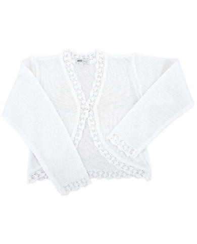 Bolerko komunijne dziewczęce ażurowe, białe, eleganckie