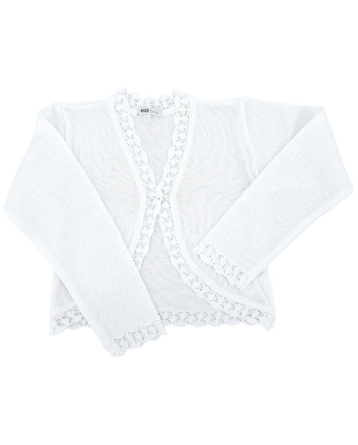 Bolerko komunijne dziewczęce gładkie, białe, eleganckie