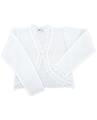 Bolerko komunijne dziewczęce gładkie, białe, eleganckie