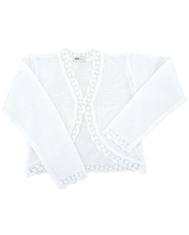 Bolerko komunijne dziewczęce ażurowe, białe, eleganckie