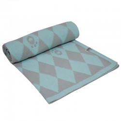 Knitted blanket GREY/TURQUOISE