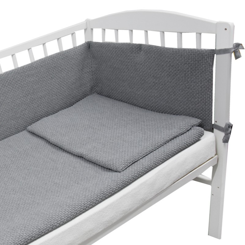 Sada do postieľky z pleteniny – "RYŽA" 02 GREY Sada do postieľky z pleteniny – "RYŽA" 02 GREY